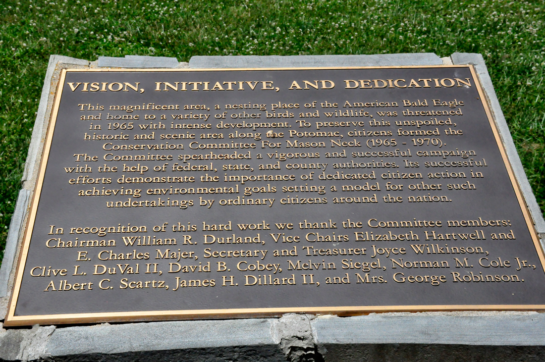 plaque about Mason Neck State Park